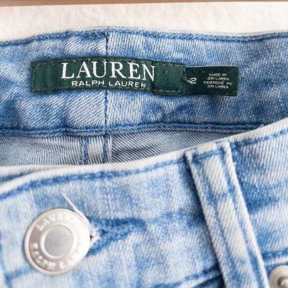 Lauren Ralph Lauren Blue Embroidered Cropped Denim Jeans Size 2 - Picture 5 of 6